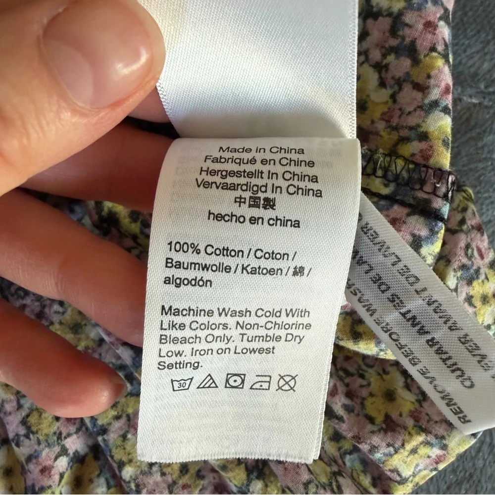 J. Crew Liberty Busy Izzy print Cinched-waist Smocked Square-Neck Blouse Size 14 - Picture 12 of 13